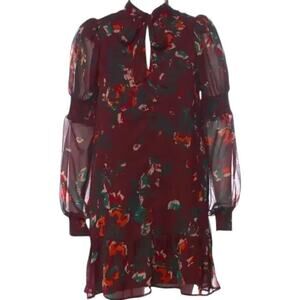 Walter Baker Burgandy Floral Print Mini Dress, S